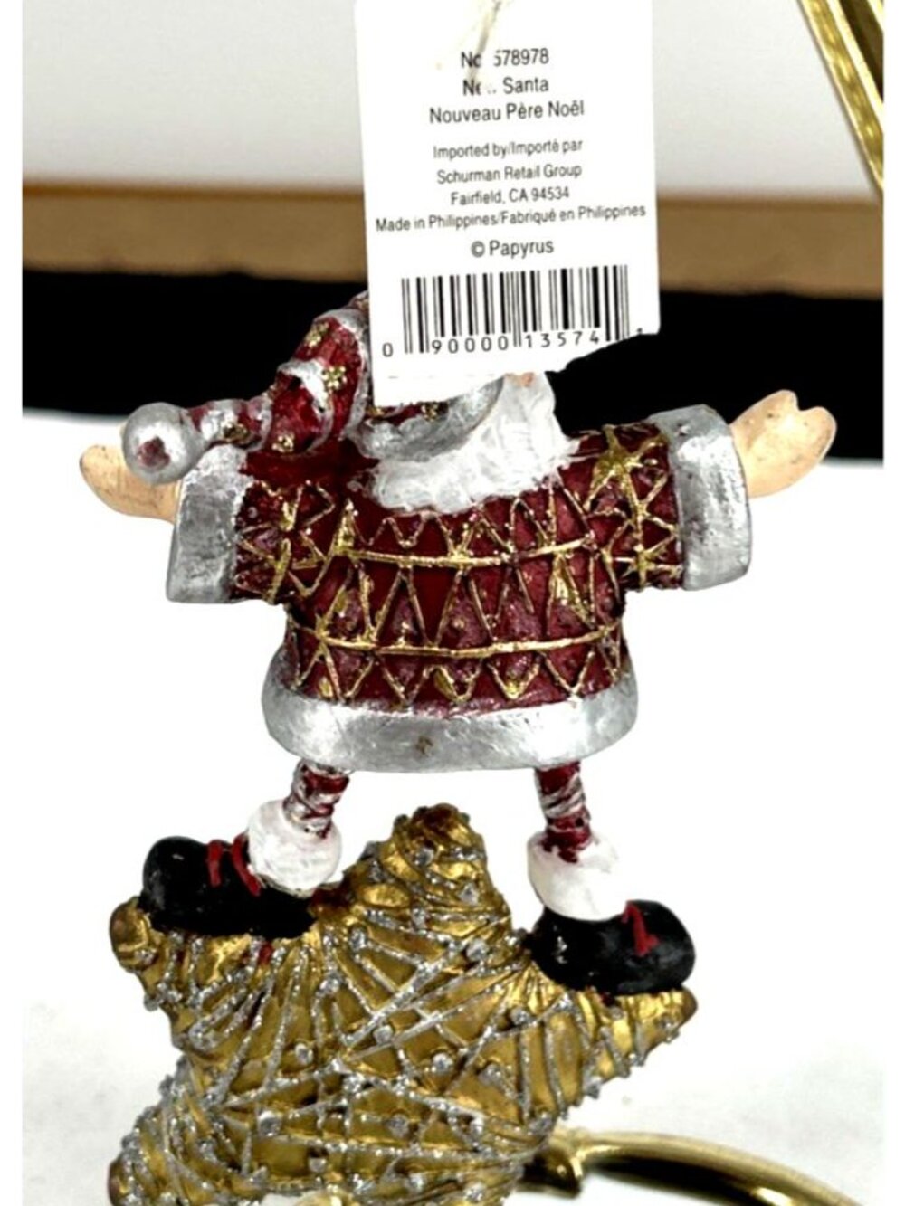 Papyrus Santa Standing on Star 5" Ornament Multicolor Resin NOS - Picture 4 of 6